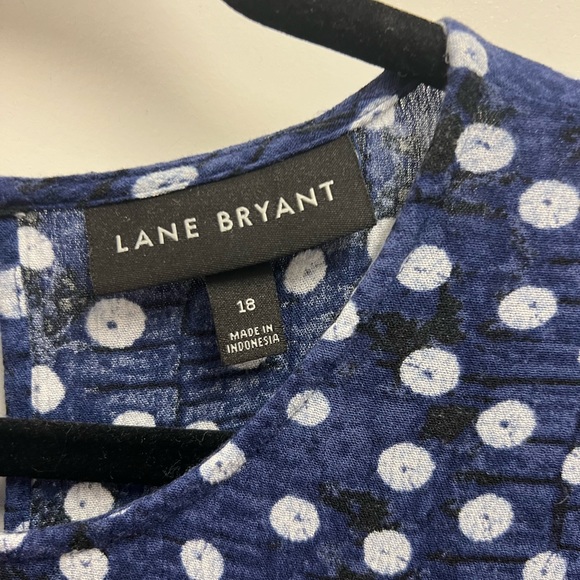 Lane Bryant blue blouse with white dots. Size 18 - Picture 3 of 3